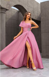 Formal Dresses Pleated Long Formal Beaded Evening Dress Rose