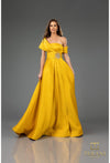 Formal Dresses Pleated Long Formal Beaded Evening Dress Gold