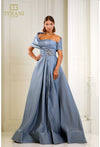 Formal Dresses Pleated Long Formal Beaded Evening Dress Slate