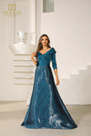 Formal Dresses Pleated Long Formal A Line Evening Dress Blue