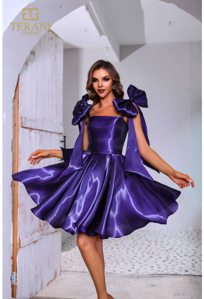 Cocktail Dresses Short Ruffle Cocktail Dress Purple