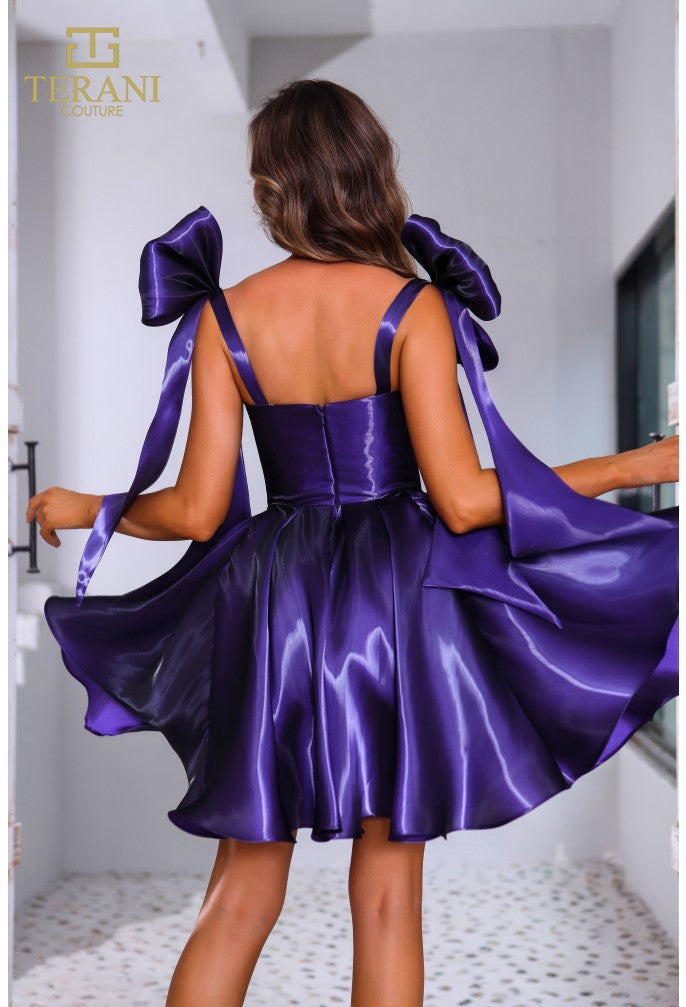 Cocktail Dresses Short Ruffle Cocktail Dress Purple