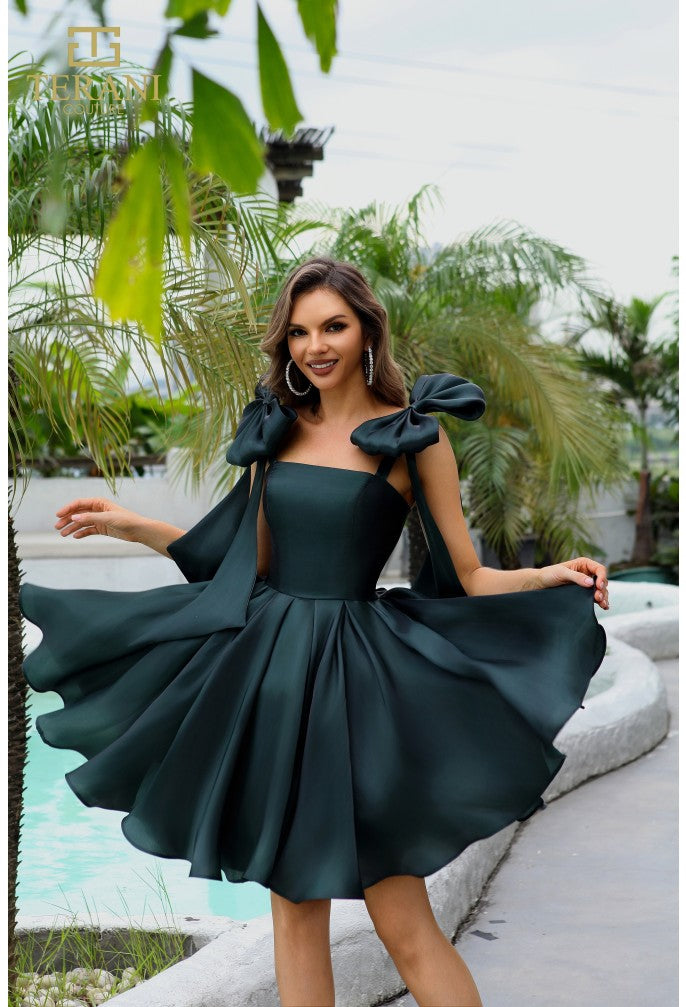 Cocktail Dresses Short Ruffle Cocktail Dress Dark Green