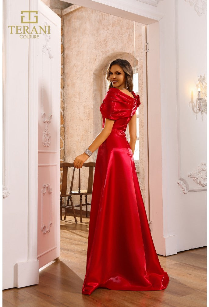 Prom Dresses Pleated Long Formal Slit A Line Prom Dress Ruby