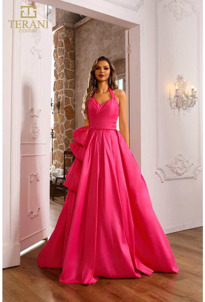 Prom Dresses Pleated Formal Long Ball Gown Slit Prom Dress Coral Pink