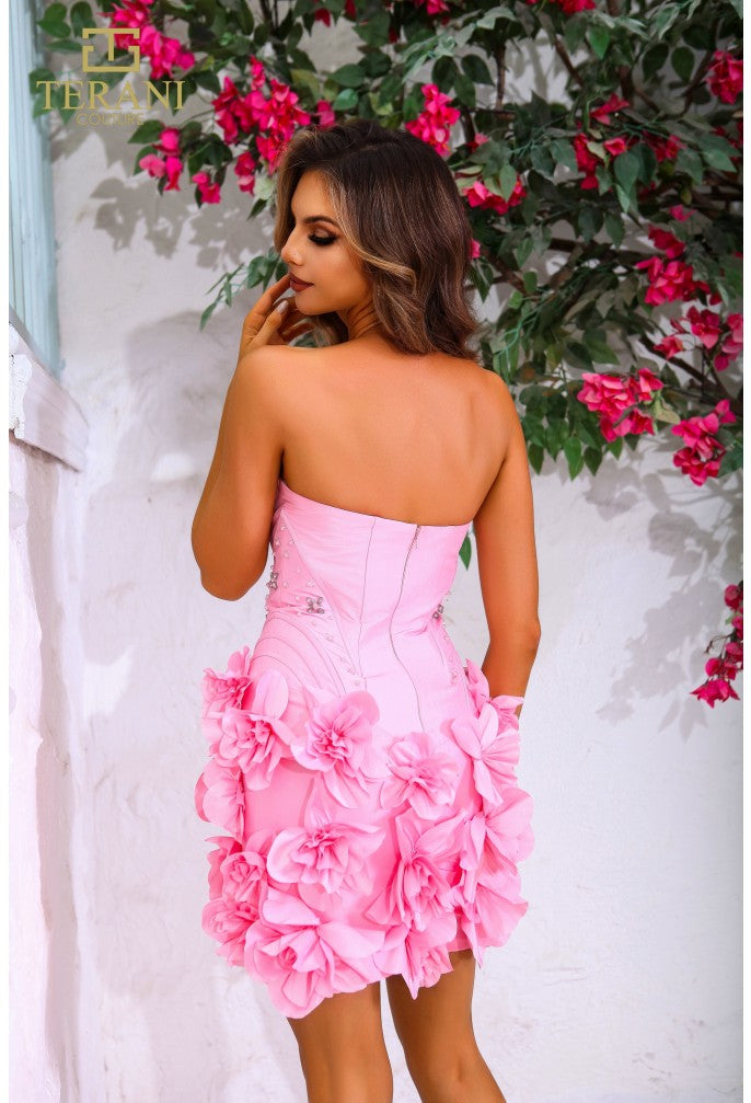 Cocktail Dresses Homecoming Short Floral Applique Cocktail Dress Pink