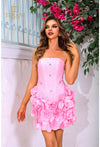 Cocktail Dresses Homecoming Short Floral Applique Cocktail Dress Pink