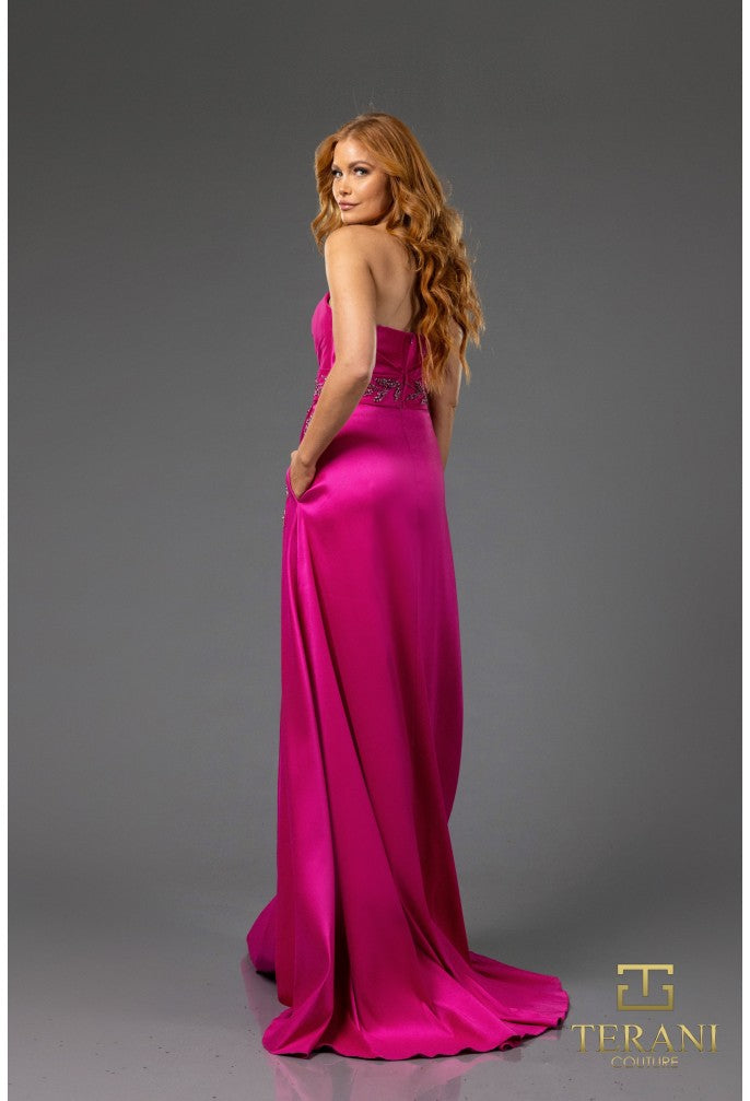 Prom Dresses A Line Long Beaded Formal Applique Prom Dress Fuchsia