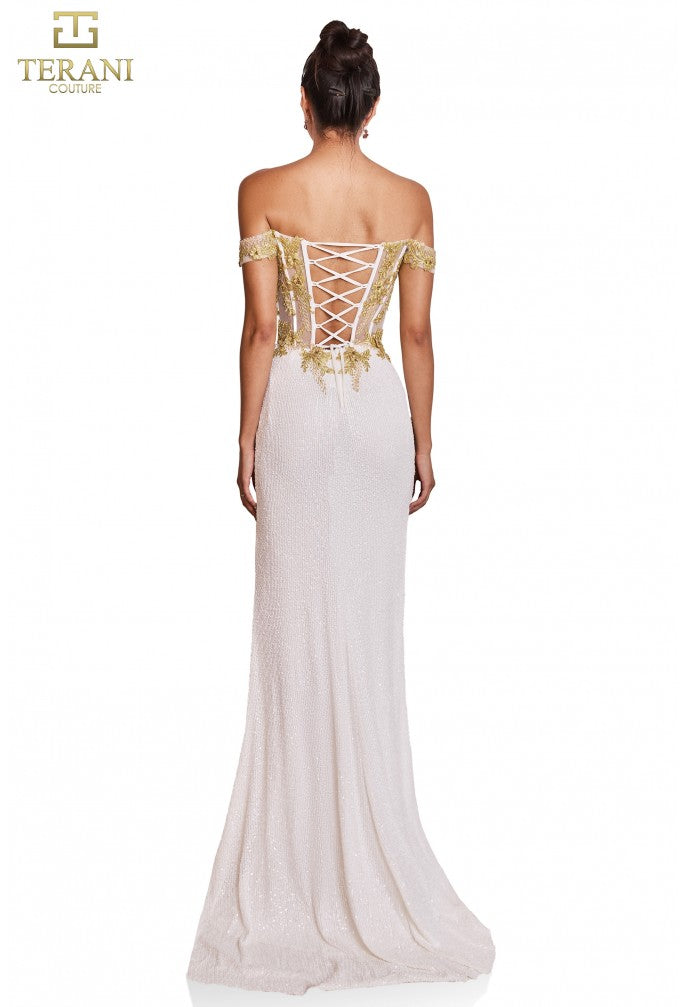 Prom Dresses Long Lace Formal Prom Dress Ivory Gold