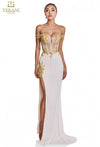 Prom Dresses Long Lace Formal Prom Dress Ivory Gold