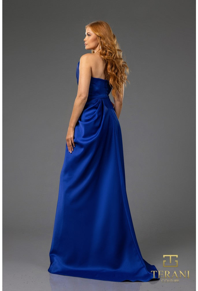 Prom Dresses Pleated Long Formal A Line Slit Prom Dress Royal