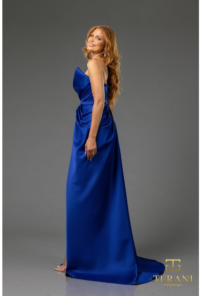 Prom Dresses Pleated Long Formal A Line Slit Prom Dress Royal