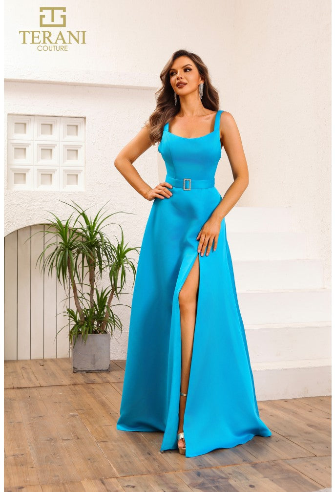 Prom Dresses Long Formal A Line Slit Prom Dress Ocean