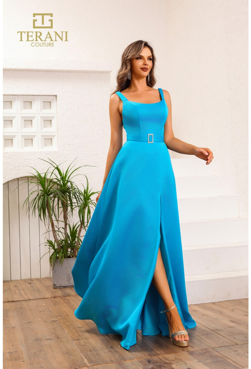 Prom Dresses Long Formal A Line Slit Prom Dress Ocean