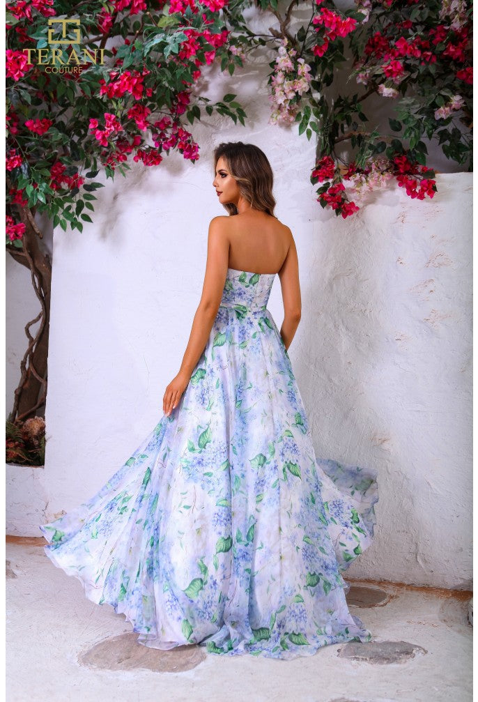 Prom Dresses Long Formal Printed A Line Prom Dress Ivory Multi