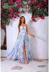Prom Dresses Long Formal Printed A Line Prom Dress Ivory Multi