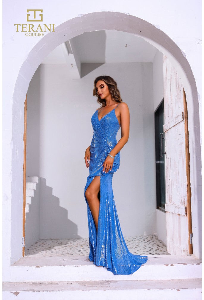 Prom Dresses A Line Formal Sequins Long Prom Dress Blue
