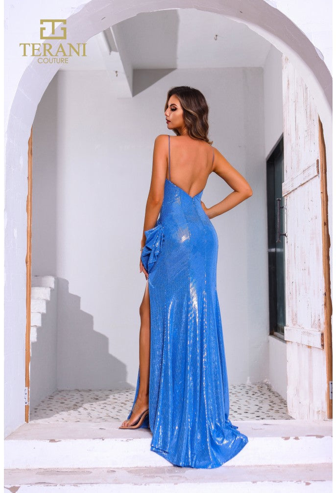 Prom Dresses A Line Formal Sequins Long Prom Dress Blue