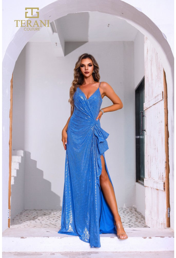 Prom Dresses A Line Formal Sequins Long Prom Dress Blue