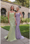 Prom Dresses Fitted Slit Formal Beaded Long Prom Dress Lilac