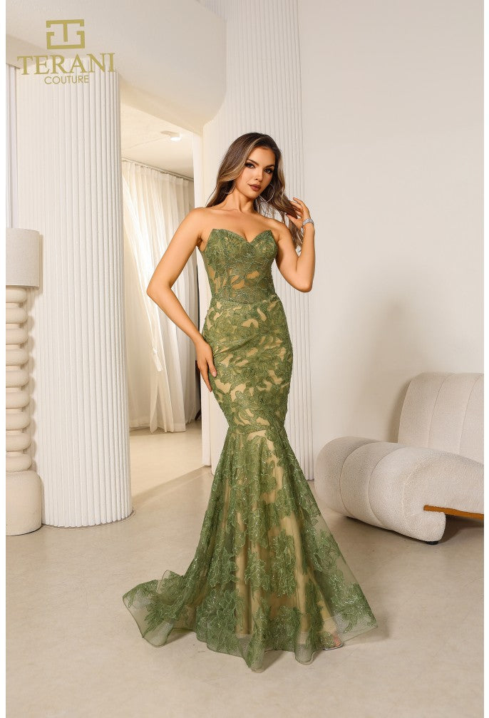 Prom Dresses Long Fishtail Formal Prom Dress Green Nude