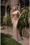 Prom Dresses Long Formal Corset Bodycon Beaded Prom Dress Silver Nude