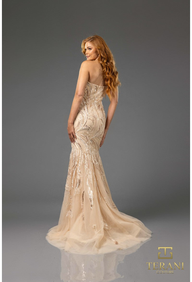 Prom Dresses Prom Long Fitted Formal Beaded Prom Dress Champagne