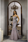 Prom Dresses Prom Long Fitted Formal Beaded Prom Dress Rose Silver