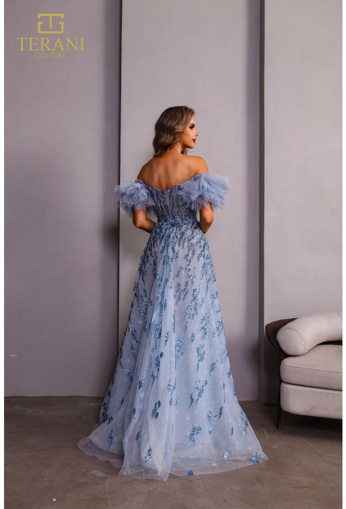 Prom Dresses Long Floral Lace Ball Gown Prom Dress Blue