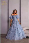 Prom Dresses Long Floral Lace Ball Gown Prom Dress Blue