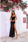 Prom Dresses Fitted Long Glitter Formal Prom Dress Black