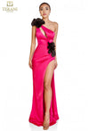 Prom Dresses Long Fitted Formal 3D Floral Prom Dress Pink Black