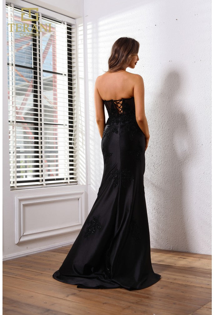 Prom Dresses Long A Line Slit Formal Prom Dress Black