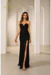 Prom Dresses Beaded Slit Long Formal Prom Dress Black/Black