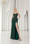 Prom Dresses Beaded Slit Long Formal Prom Dress Emerald