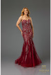 Prom Dresses Beaded Long Formal Fitted Prom Dress Wine