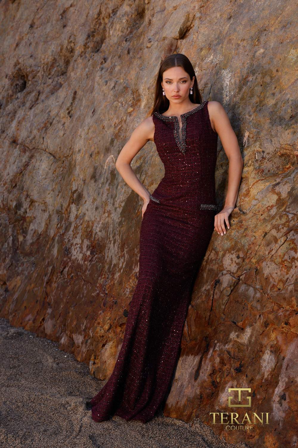 Formal Dresses Long Formal Metallic Evening Dress Wine