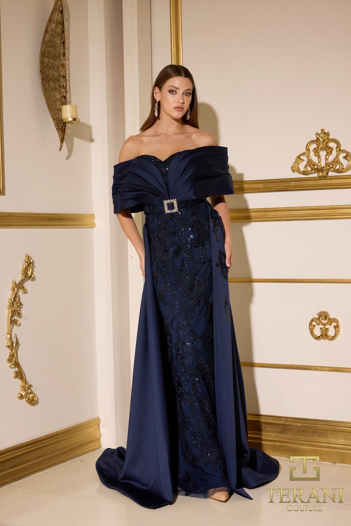 Prom Dresses Long Formal Overskirt Evening Dress Dark Navy
