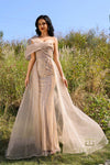 Formal Dresses Long Evening Fitted Formal Overskirt Dress Nude
