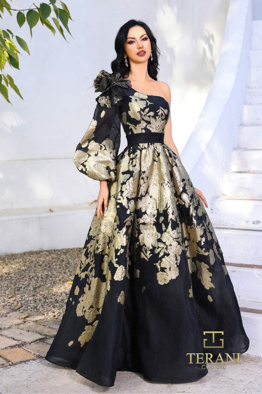 Formal Dresses Long Ball Gown Formal Metallic Evening Dress Black Gold