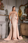 Formal Dresses Fitted Long Formal Overskirt Evening Dress Rose Gold