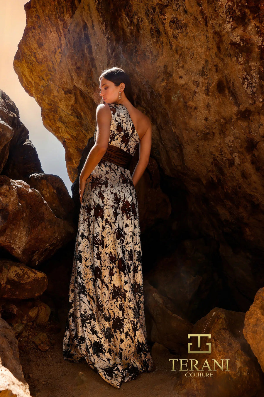 Formal Dresses Metallic Long Formal Evening Dress Coffee Gold