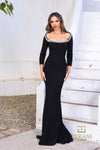 Formal Dresses Long Evening Formal Beaded Dress Black Crystal
