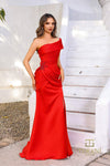 Formal Dresses Pleated Long Formal Evening Dress Red