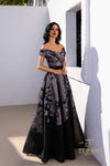 Formal Dresses Long A Line Formal Metallic Evening Dress Black Pewter