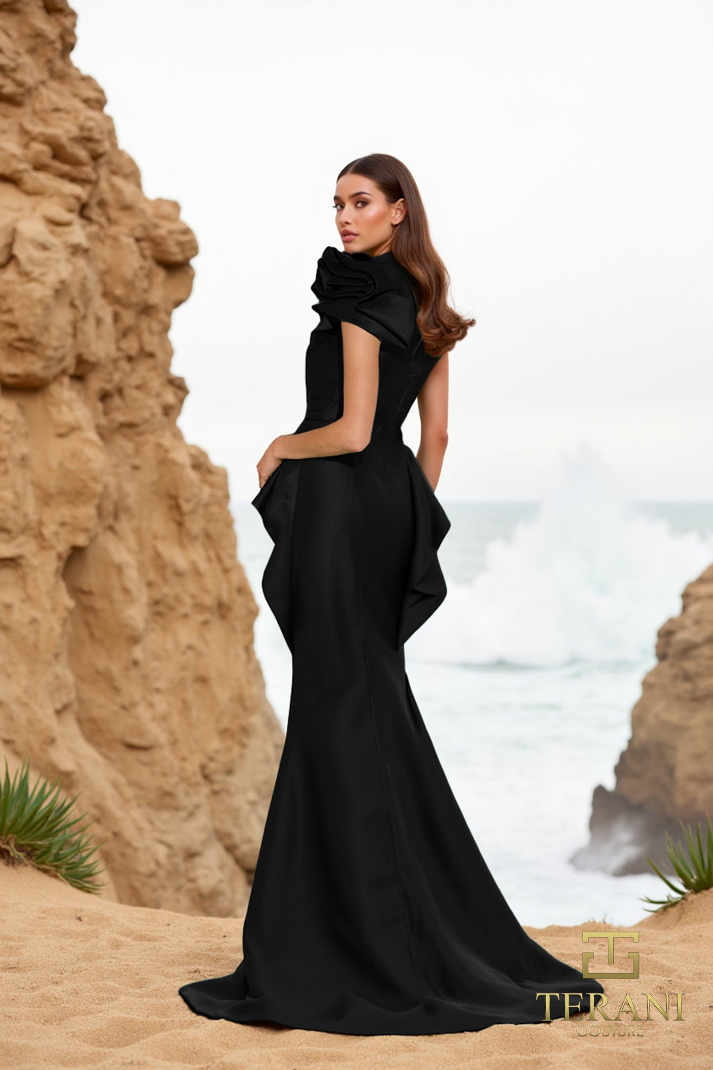Formal Dresses Long Fitted Formal Peplum Evening Dress Black
