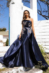 Formal Dresses Long Fitted Overskirt Formal Dress Navy Rose