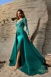 Mother of the BrideDresses Long Sleeve Mother of the Bride Overskirt Dress Emerald