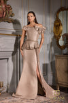 Formal Dresses Fitted Long Formal Peplum Evening Dress Champagne