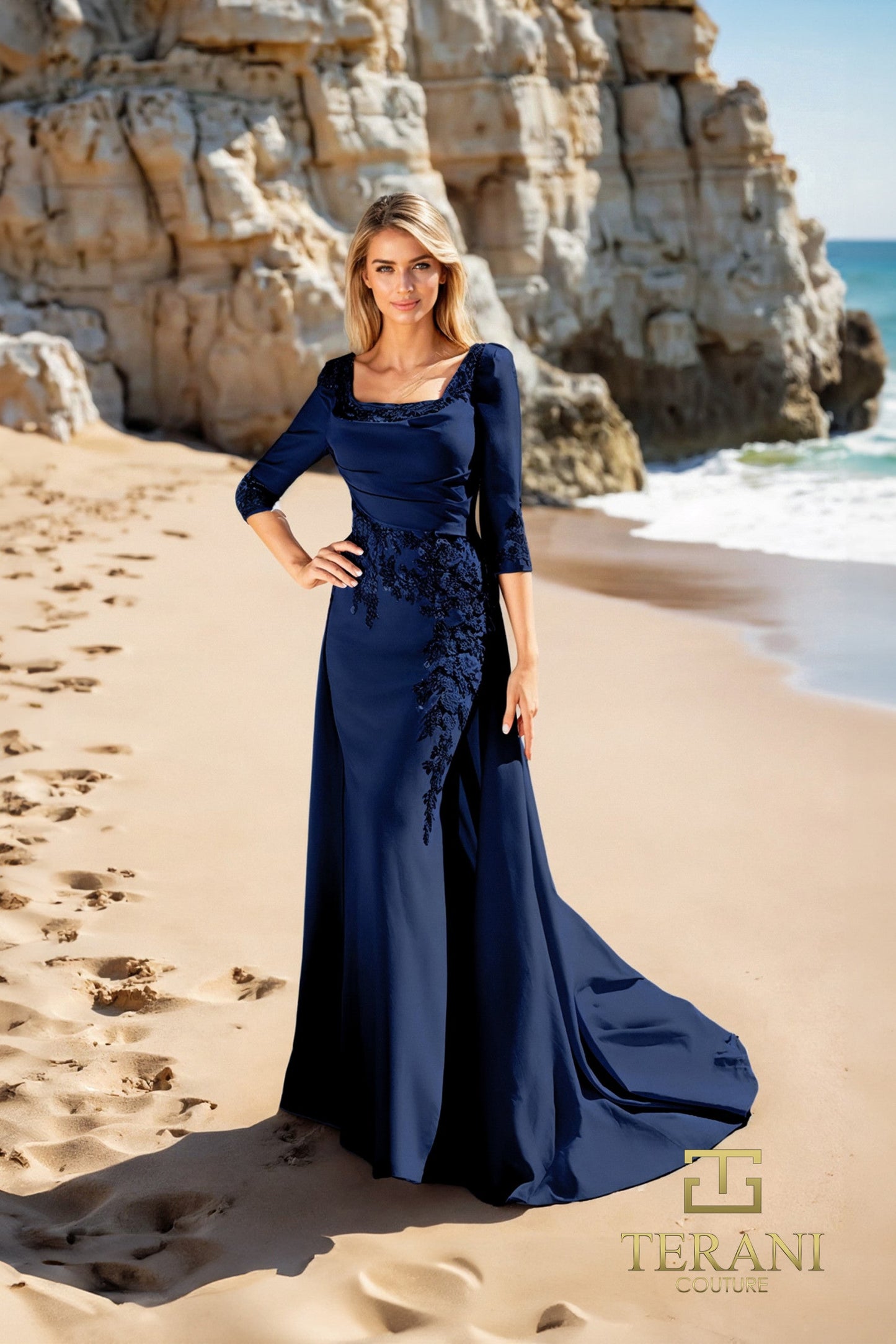 Mother of the Bride Dresses Long Mother of the Bride Overskirt Formal Dress Navy